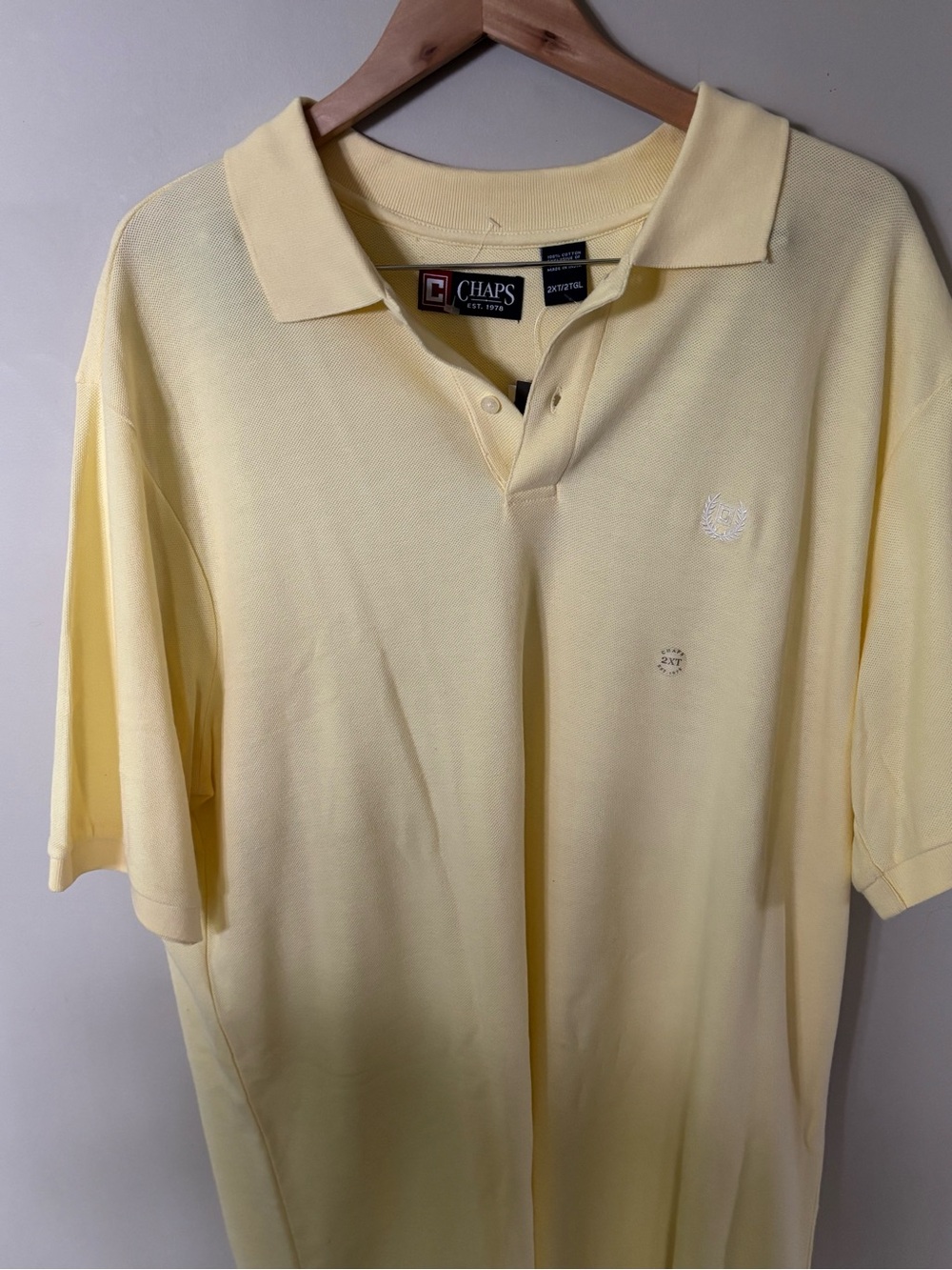 Chaps Short Sleeve Polo in Pale Yellow
